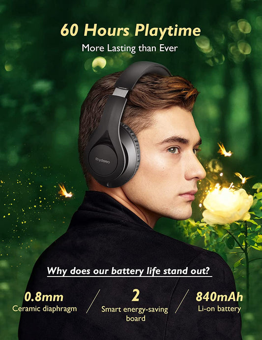 Bluetooth Headphones, 60H Playtime, Bluetooth 5.0,Built-in Mic, Foldable Wired Wireless Headset