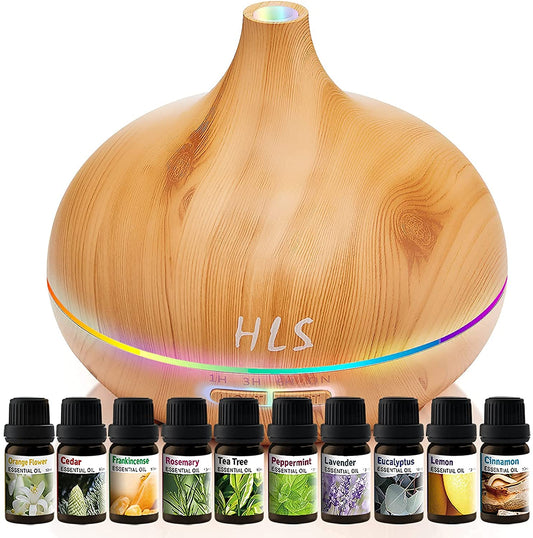 Aromatherapy Essential Oils Set, 1 Diffuser, 10 Oils, Essential Oil Diffuser