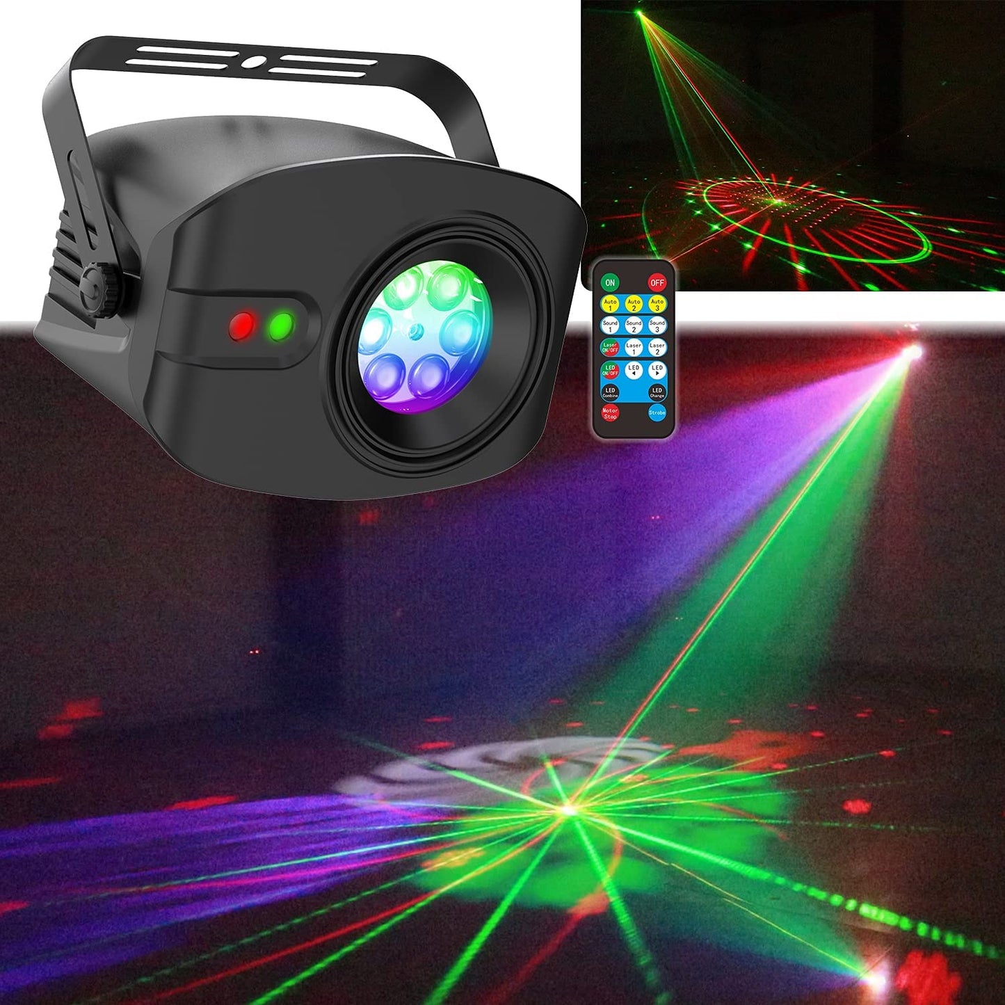 DJ Party Lights,Laser Strobe Stage Sound Activated Portable LED Projector for Indoor Parties
