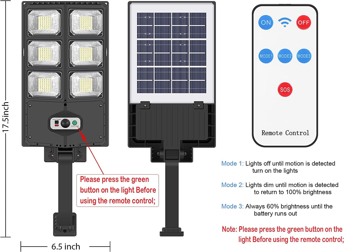 150W Solar Lights Outdoor, 3 Modes, Light Motion Sensor, Remote Control, 8000LM IP65 Waterproof