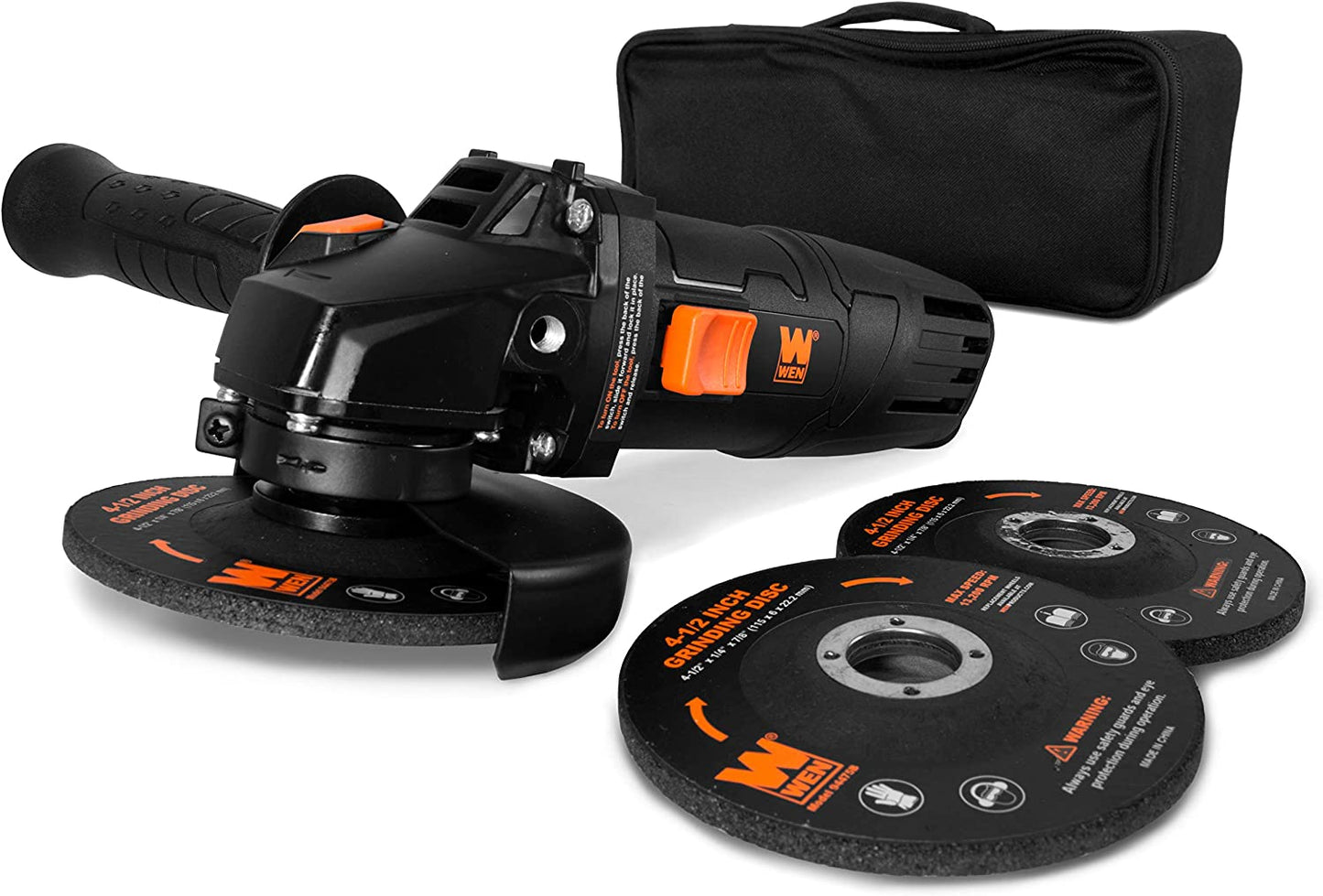 7.5-Amp 4-1/2-Inch Angle Grinder with Reversible Handle, Three Grinding Discs, and Carrying Case