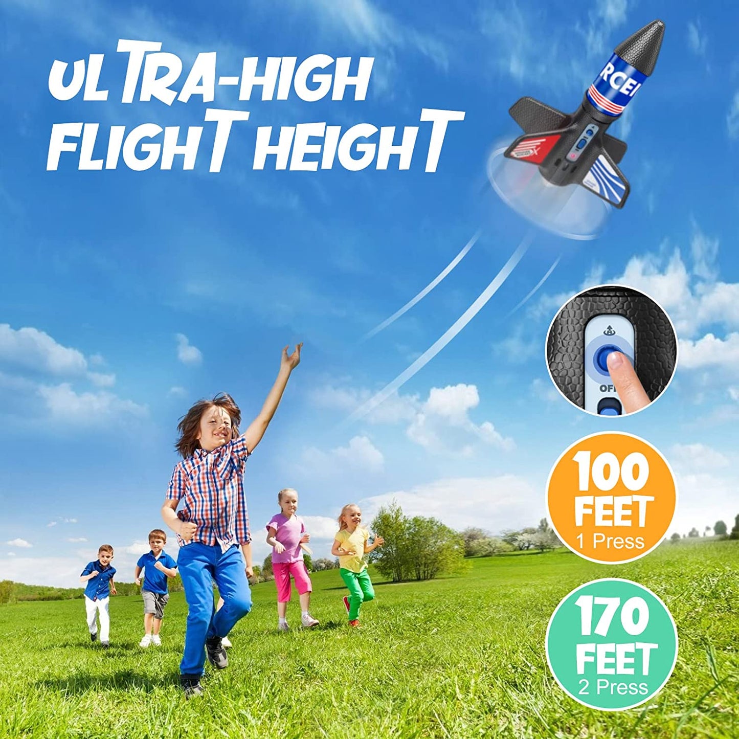Rocket Launcher, 170 Feet of Flight Altitude, Model Rocket Kits with Launch Set