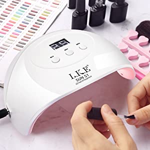 UV Light for Nails, Nail Dryer 72 W Professional Nail UV Light for Gel Polish with 3 Timers