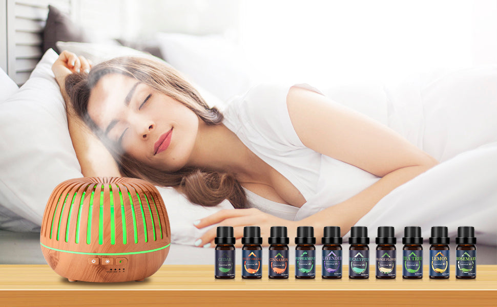 Essential Oil Diffuser ,10 Essential Oils, Aromatherapy，500ml, 14 Color Lights，Auto Shut-Off
